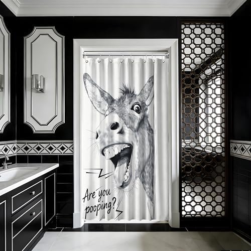 Small Stall Shower Curtain Rv Funny Donkey, 36 x 72 Inchs