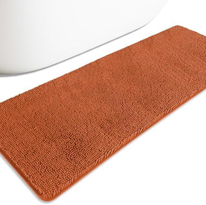 Bathroom Runner Rug 24 x 72 Non Slip – Extra Long Bath Mat | Absorbent and Washable Thick Chenille Runner Rug for Bathroom, Shower, Tub, Sink(Burnt Orange)