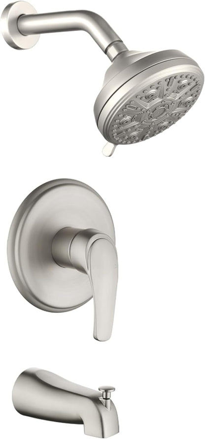 Tub Shower Faucet Combo Set Bathtub Faucet Set Shower System with Tub Spout Shower Tub Kit Shower Valve and Trim Kit Shower Fixtures Brushed Nickel