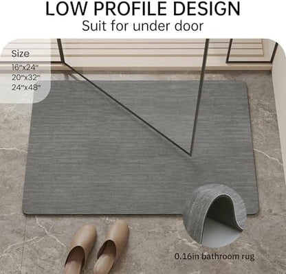 Mecko Bath Mat 20"x32",Ultra Thin Bathroom Rug fit Under Door Grey