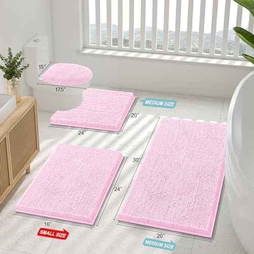 Smiry Bathroom Rugs 47X20, Luxury Chenille Extra Soft Absorbent Bath Mat