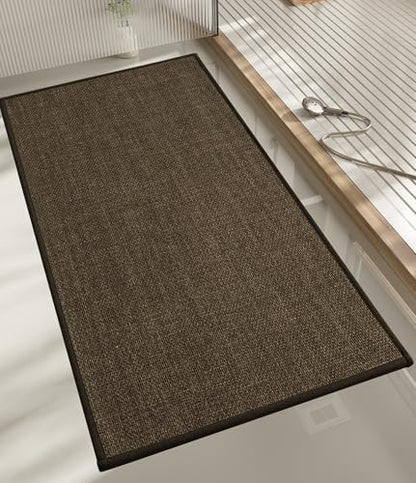 chakme Bathroom Rugs Mat 47x17, Ultra Thin Non Slip Bath Rug Runner Quick Dry Absorbent Bath Mat for Bathroom, (Brown, 47"x17")