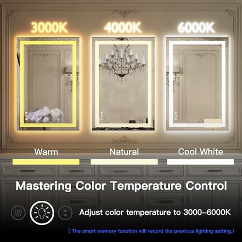 ISKM 24x32 LED Mirror for Bathroom, Front and Back Lit, Anti-Fog, Dimmable