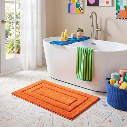 GRANNY SAYS Orange Bathroom Rug 16" x 24", Non-Slip Microfiber Bath Mat