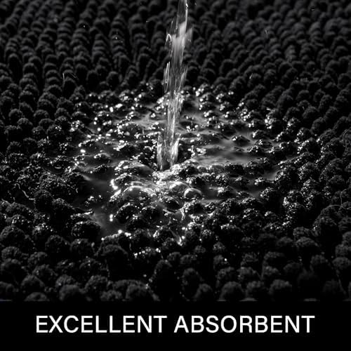 LOCHAS Luxury Bathroom Rug Shaggy Bath Mat 24 x 48 Inch, Black