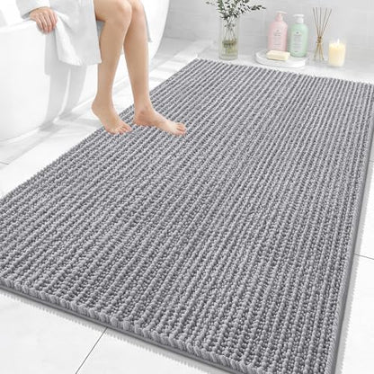 OLANLY Large Bathroom Rugs 59x35, Thick Soft Absorbent Chenille Bath Rugs