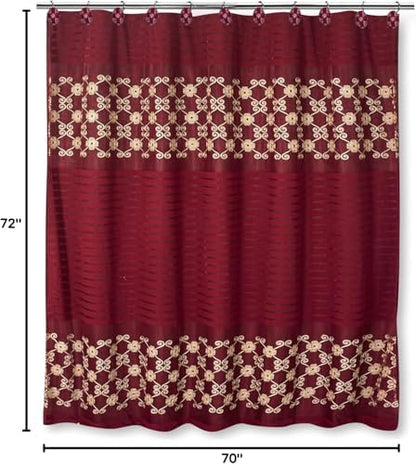 Elegant Rose Shower Curtain Fabric Shower Curtain for Bathroom Classic Unique Design Luxury Bathroom Curtain Bathtub Home Décor 72"x70", Burgundy