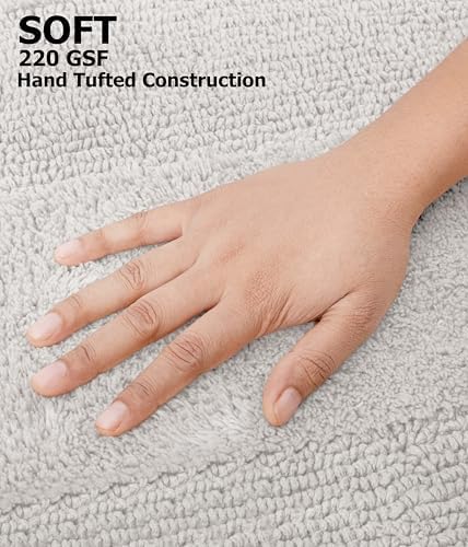 COTTON CRAFT 2 Pack Reversible Bath Mat - Plush Bath Rug - 17x24 - Platinum