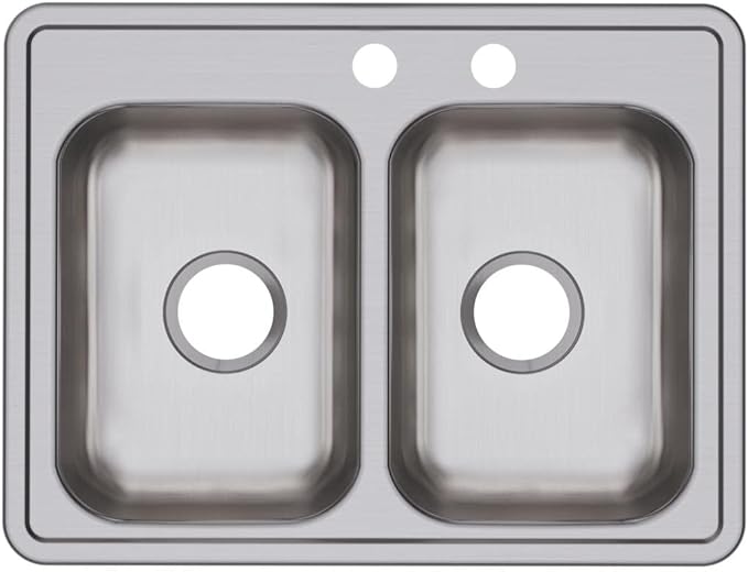 Elkay Dayton Stainless Steel 25" x 19" x 6-5/16", MR2-Hole Equal Double Bowl Drop-in Sink