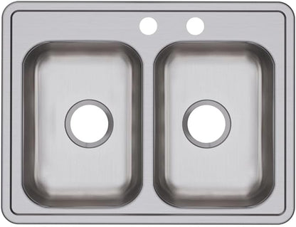 Elkay Dayton Stainless Steel 25" x 19" x 6-5/16", MR2-Hole Equal Double Bowl Drop-in Sink