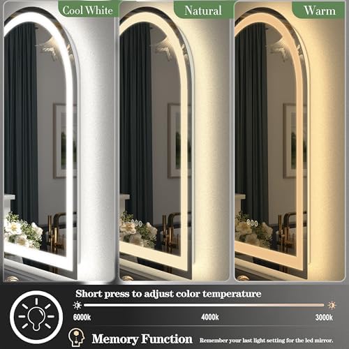 24x40 Inch Arched LED Bathroom Mirror