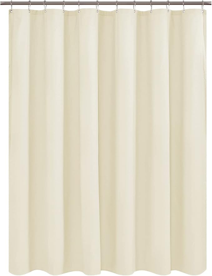 Embossed Microfiber Shower Curtain Liner 70 x 72 inches, Soft Fabric Shower Curtain Washable and Water Repellent,70x72, Cream