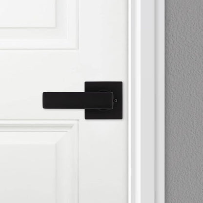 Kwikset Breton Dummy Door Handle, Single Sided Lever for Closets, French Double Doors, and Pantry, Matte Black Non-Turning Reversible Interior Push/Pull Lever, with Microban Protection
