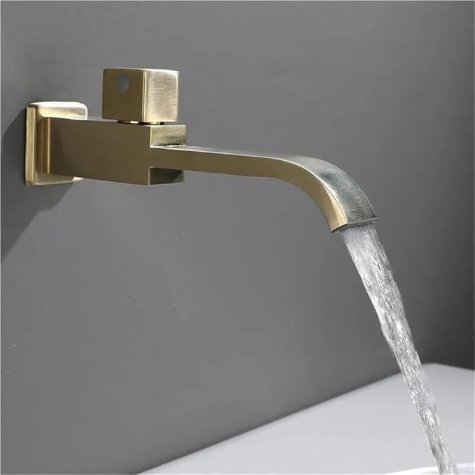 Faucet Only Cold Brushed in-Wall Bathroo Faucet Bathroom Sink Basin Mixer Tap Set(Brushed Gold) Faucet