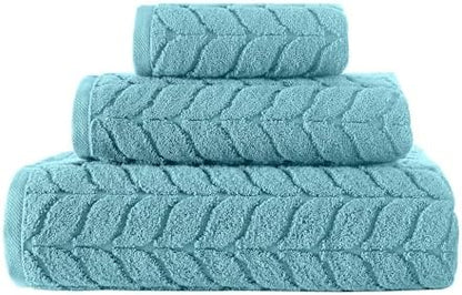BAGNO MILANO Turkish Cotton Bath Towels, Hand Towels - Soft Plush Jacquard Collection - Highly Absorbent Towel Set (Aqua Green, 2 pcs Bath Towel Set)