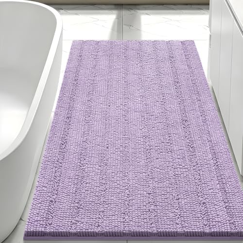 Bcoimo Bath Rug Mat,Chenille Extra Soft Lavender Long Bathroom Runner Rugs
