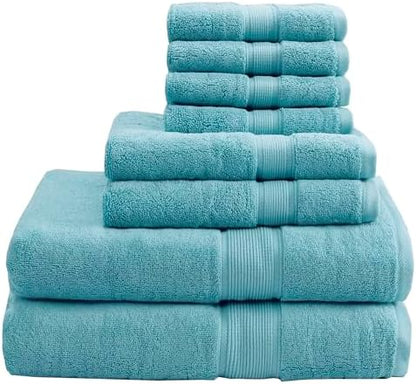 Madison Park 800GSM 100% Cotton Bathroom Bath Towel Set of 8, Aqua