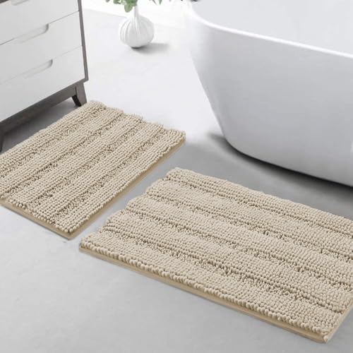 Turquoize Bathroom Rug Set, 2 Piece Soft Absorbent Chenille Bath Rug Set