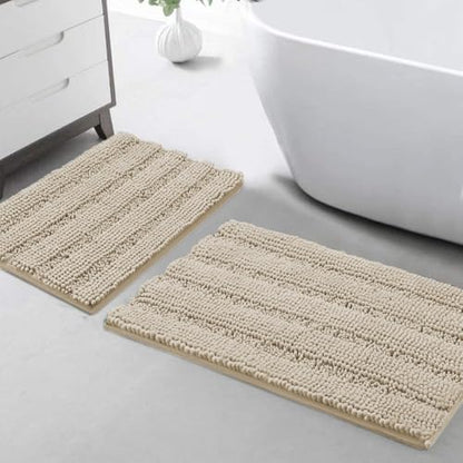 Turquoize Bathroom Rug Set, 2 Piece Soft Absorbent Chenille Bath Rug Set