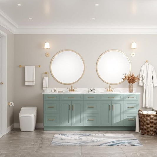 Bathroom Hardware Set 4 Piece Brushed Nickel/Brushed Gold Bathroom Accessories Set Including 24" Hand Towel Bars, Toilet Paper Holders, Towel Rings, Robe Towel Hooks (4pcs, Brushed Gold)