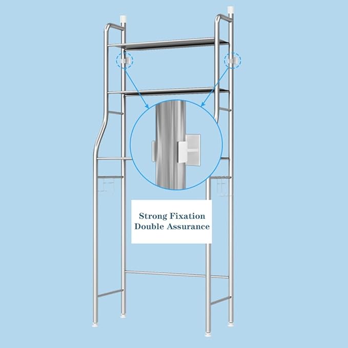 Over The Toilet Storage, 3-Tier Metal Over Toilet Organizer Rack, Freestanding Above Over Toilet Storage Shelf with Hooks and Paper Holder for Bathroom, Black