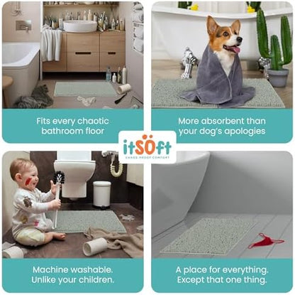 Small Chenille Bath Mats 25"x18", Plush Absorbent Bath Mats Quick Dry, Soft & Machine Washable, Non Slip Carpet for Bathroom, Thick Bathroom Rugs, Shower Restroom Rug Mat, Alfombras De Bano, Bathrugs