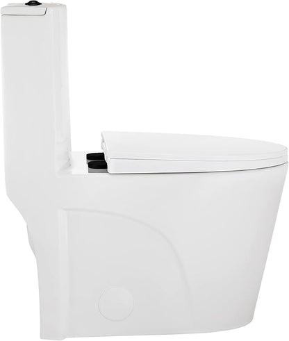 St. Tropez One Piece Elongated Toilet Dual Vortex™ Flush, Black Hardware