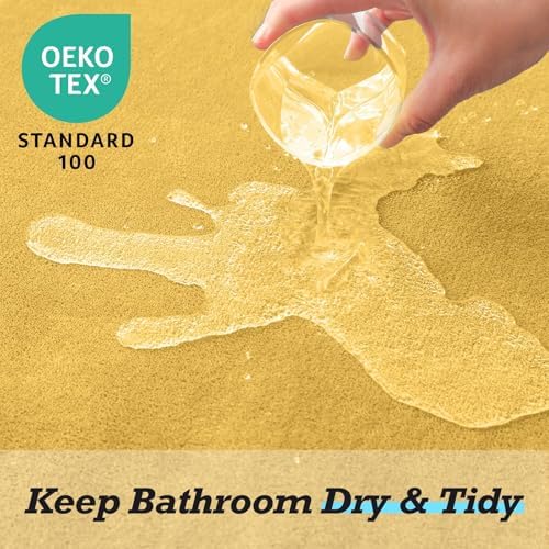 HUXMEYSON Bathroom Rugs Sets 2 Piece, Non-Slip & Quick Dry Bath Mat Set, Ultra Soft Velvet Bath Rugs for Bathroom, Toilet and Shower Floor, Yellow