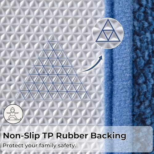 GRANNY SAYS Blue Bathroom Rugs Set 2 Piece, Non Slip Microfiber Bath Mats