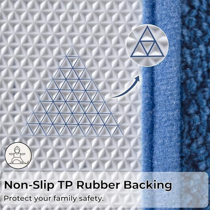 GRANNY SAYS Blue Bathroom Rugs Set 2 Piece, Non Slip Microfiber Bath Mats