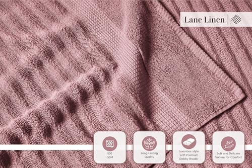 LANE LINEN Bath Towel Set Absorbent Quick Dry 100% Cotton - Wishful Mauve