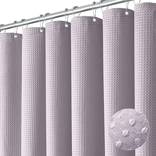 Dynamene Extra Wide Waffle Shower Curtain 256 GSM Fabric 108x72 Lavender