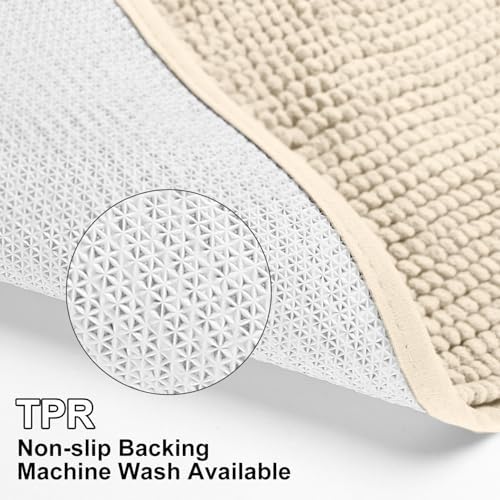 Urvoix Bathroom Rugs Sets 3 Piece, Non-Slip Chenille Bath Mat Set