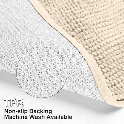 Urvoix Bathroom Rugs Sets 3 Piece, Non-Slip Chenille Bath Mat Set