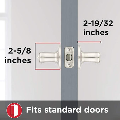 Kwikset Tustin Interior Privacy Door Handle with Lock, Door Lever For Bathroom and Bedroom, Satin Nickel Reversible Keyless Turn Lock, with Microban Protection