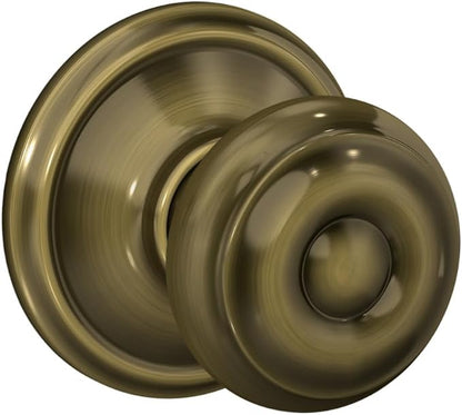 Schlage F10 V GEO 609 Georgian Door Knob, Hall & Closet Passage Lock, Antique Brass