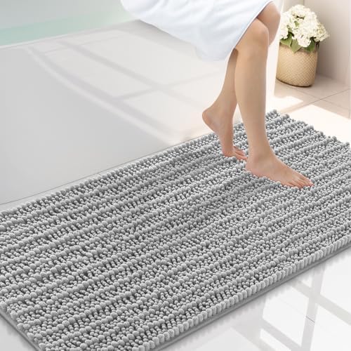 Smiry Bathroom Rugs 44X24, Extra Soft Rubber Backing Chenille Bath Mats