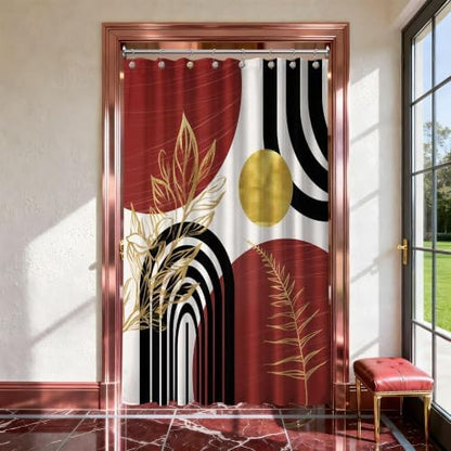 Black and Red Stall Shower Curtain, 48X72 in Narrow Small, Mid Century