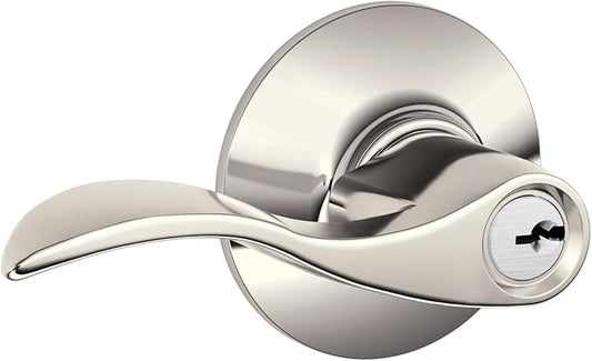 SCHLAGE Accent Lever Keyed Entry Lock in Polished Nickel - F51A ACC 618
