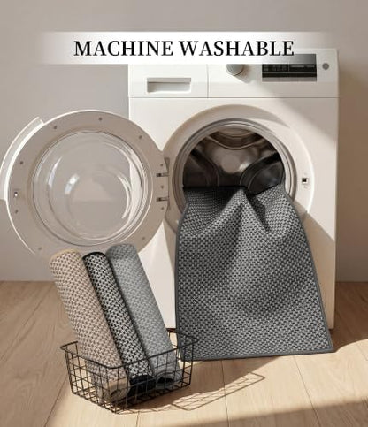 YIHOUSE Dark Grey Bathroom Rugs Sets 2 Pieces,Thin Bath Mat Quick Dry