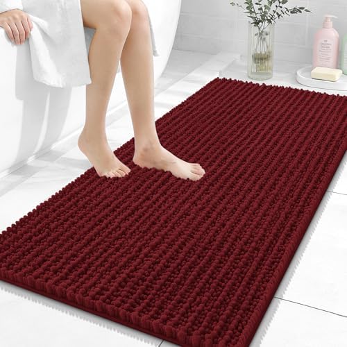 OLANLY Bathroom Runner Rugs 47x24, Thick Soft Absorbent Chenille Bath Rugs