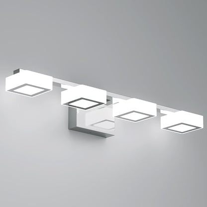 LED Modern Bathroom Light Fixtures Over Mirror, 4-Light Dimmable Vanity Lights, Chrome Acrylic Bathroom Vanity Light, 2700K-6500K Adjustable, ETL Certificated