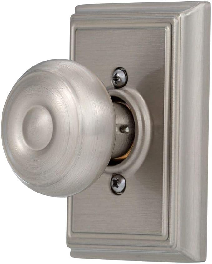 SCHLAGE Georgian Knob with Addison Trim Non-Turning Lock, Satin Nickel (F170 GEO 619 ADD)