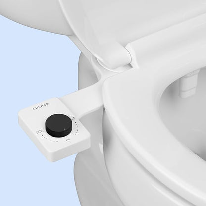 TUSHY Fresh Dual Nozzle Cool Water Bidet, Matte Black Knob | Ultra Slim Toilet Seat Attachment, Non-Electric, 180° Front and Rear Wash, Self-Cleaning, 10 Minute DIY Install
