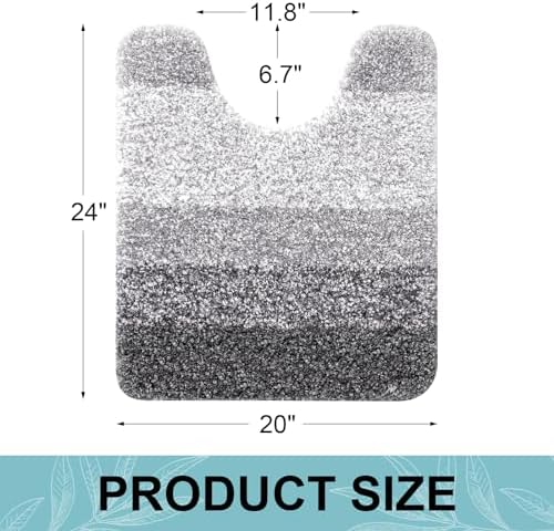 Arotive Microfiber Bathroom Rugs, Soft Absorbent Contour Toilet Rugs, 24x20