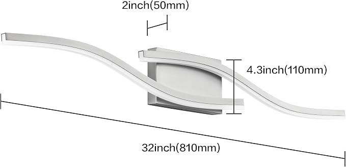 PRESDE 32 Inch Vanity Light Brushed Nickel Bathroom Light Fixtures Over Mirror LED Modern Bath Wall Lighting Bar Dimmable