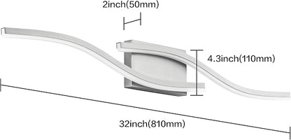 PRESDE 32 Inch Vanity Light Brushed Nickel Bathroom Light Fixtures Over Mirror LED Modern Bath Wall Lighting Bar Dimmable