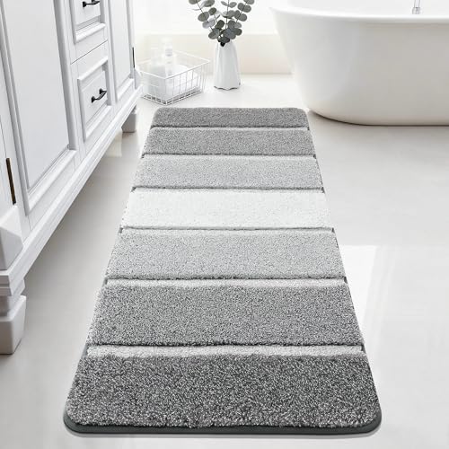 COSY HOMEER Bathroom Rugs 59x20,Ultra Soft Absorbent Bath Mat,Grey