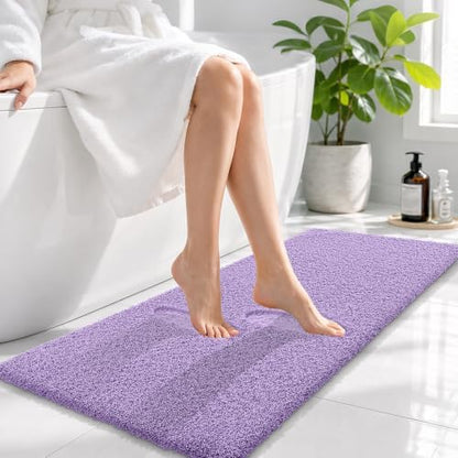 OLANLY Microfiber Bathroom Runner Rugs 47x17, Ultra Soft Bath Mat, Lavender