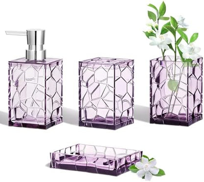 HBlife Bathroom Accessories Set, Acrylic Bathroom Counter Set of 4